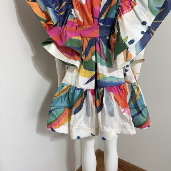 Love Highlight Women’s M Mini Dress Butterfly Sleeves Ruffle Waist Tie - Picture 9 of 16